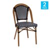 Flash Furniture Black/White PE Rattan Stacking Paris Chair, 2PK 2-SDA-AD642001-BKWH-NAT-GG